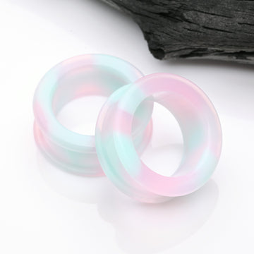 Detail View 1 of A Pair of Milky Way Camo Flexible Silicone Double Flared Tunnel Plug